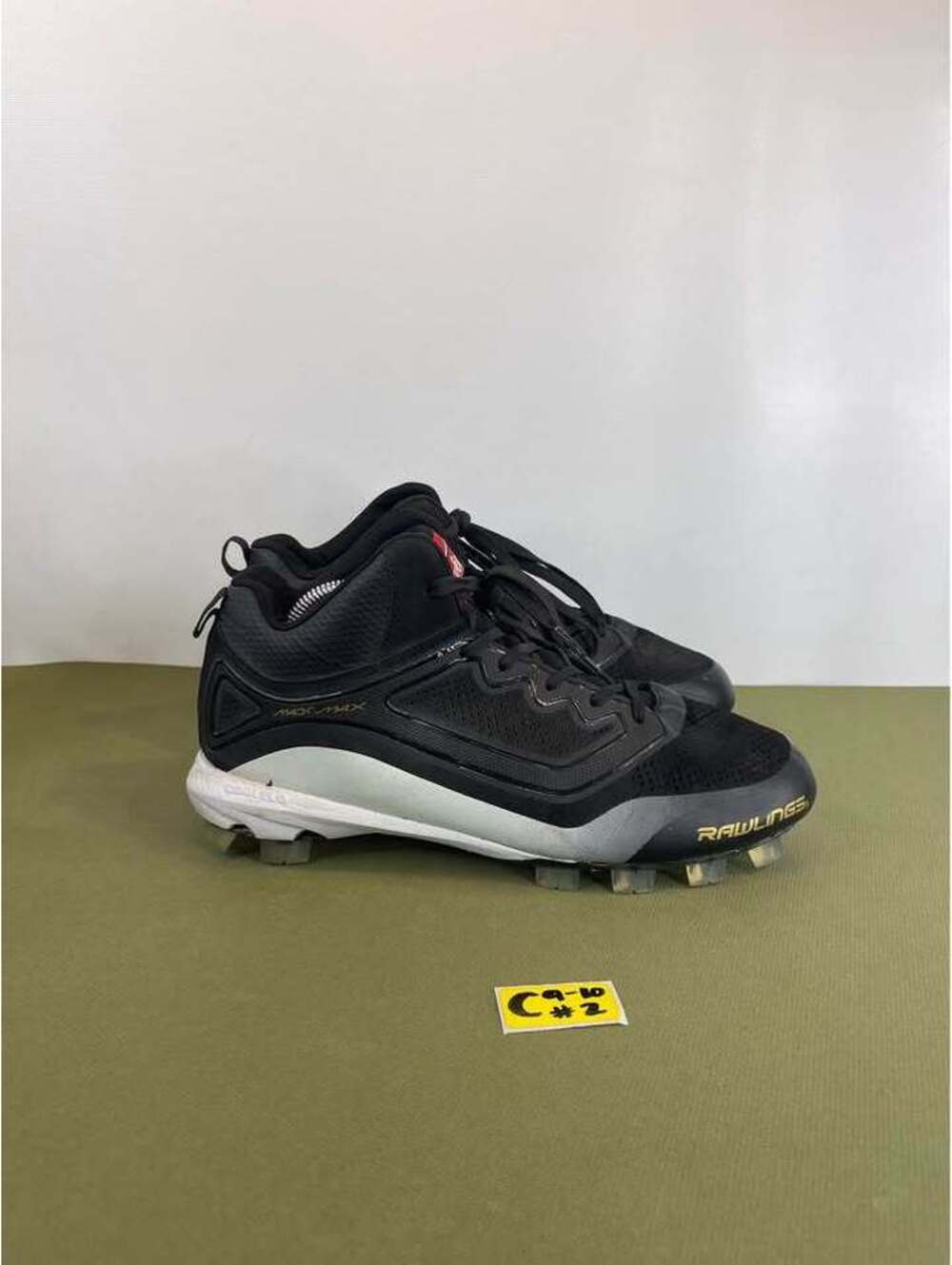 Rawlings Mach Max Curve Mid Baseball Cleats Black White BG59164 Mens 10